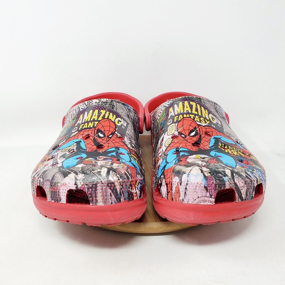 Crocs Spiderman Shoes Mens 13 Marvel Red Slip On Clasic Clog Sandals - Picture 4 of 12